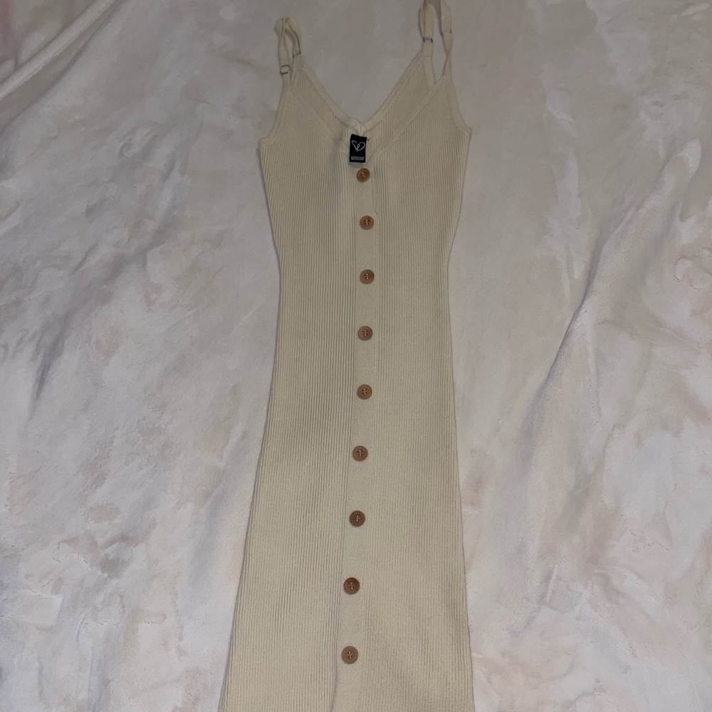 Beige button up dress
